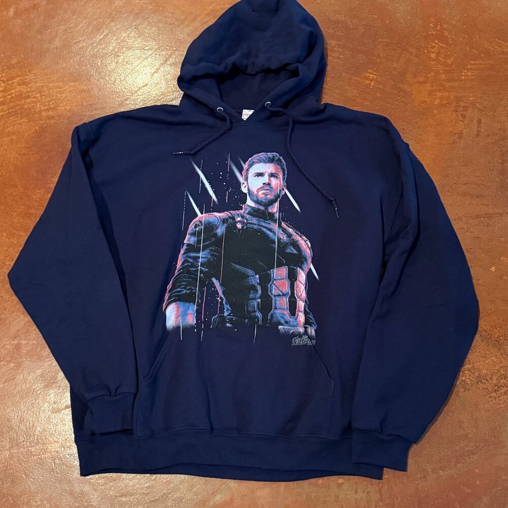 Marvel Captain America Navy Blue Hoodie Unisex Size XL